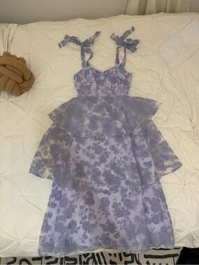 Lilac Floral Tiered Sundress with Tie Straps